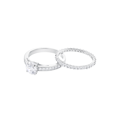 Set Nhẫn mạ Rhodium Swarovski - Attract Ring Set White - 3