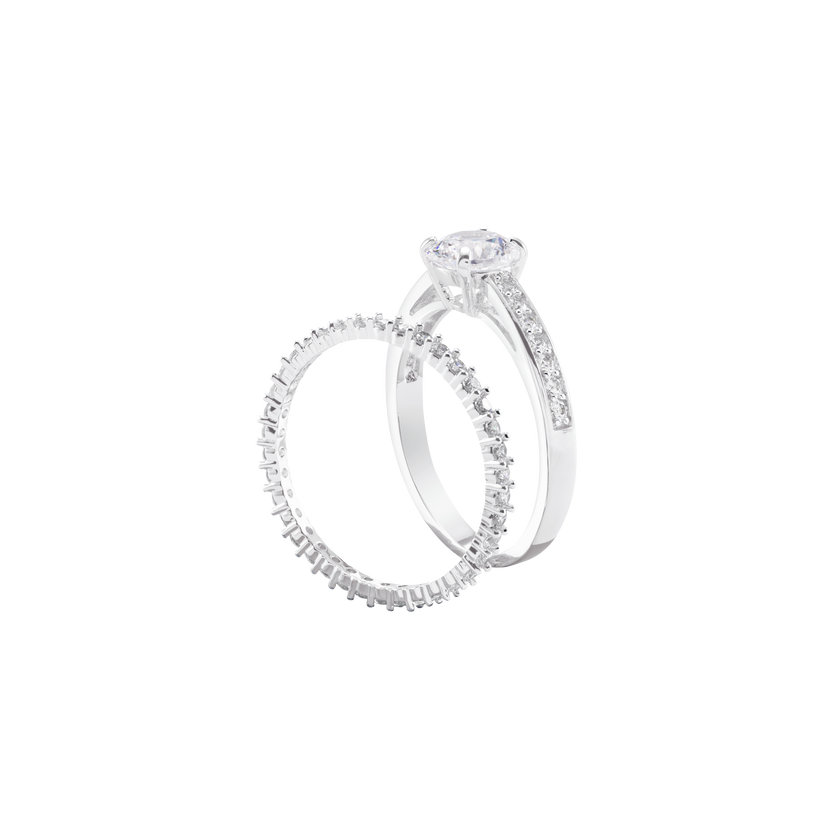 Set Nhẫn mạ Rhodium Swarovski - Attract Ring Set White - 2