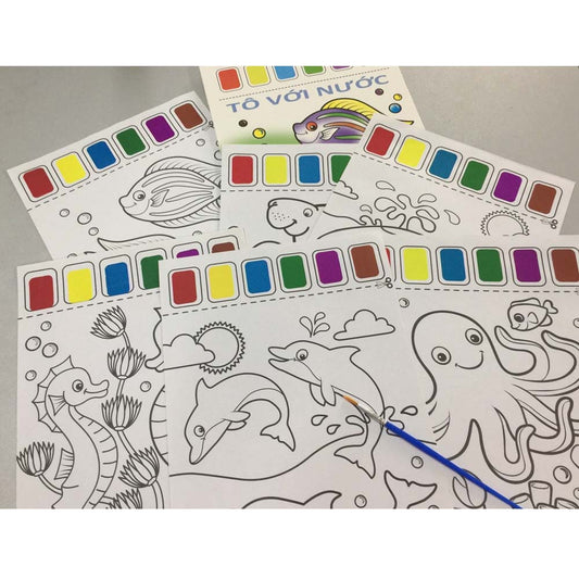 Bộ tô màu nước cho bé - Kèm bảng màu và bút tô - 1