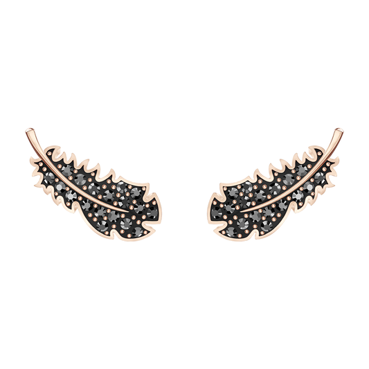 Bông tai lông ngỗng đen Swarovski - Naughty Pierced Earrings - 1