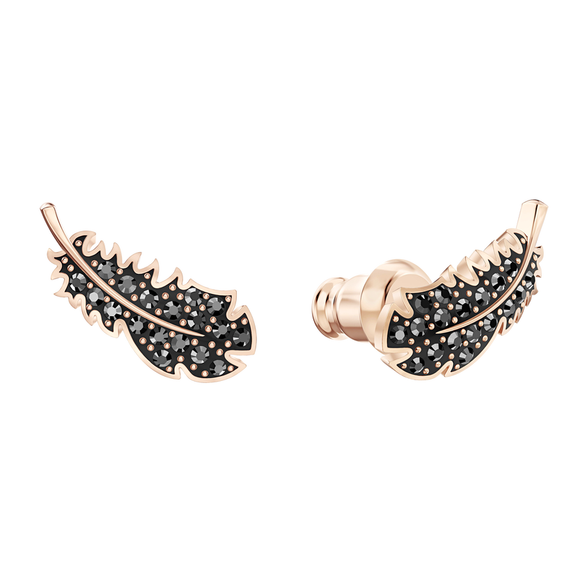 Bông tai lông ngỗng đen Swarovski - Naughty Pierced Earrings - 2