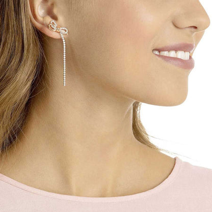 Bông tai Swarovski mạ Rhodium Chiếc nơ vĩnh cửu - Lifelong Bow Pierced Earrings