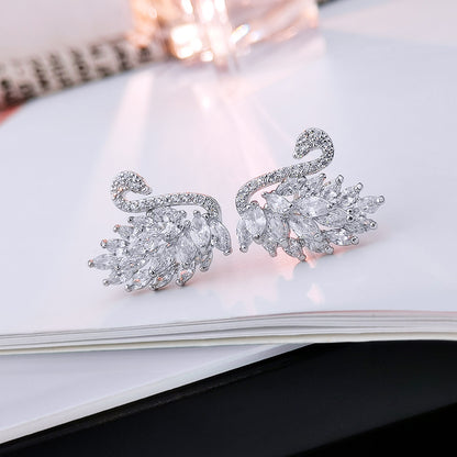 Bông tai thiên nga Luxury Earrings L01 - Bạc cao cấp 925 mạ Platinum