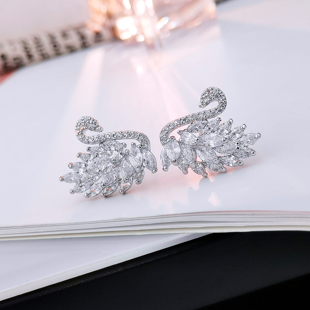 Bộ trang sức Luxury thiên nga Trắng - Bạc cao cấp 925 mạ Platinum - S12