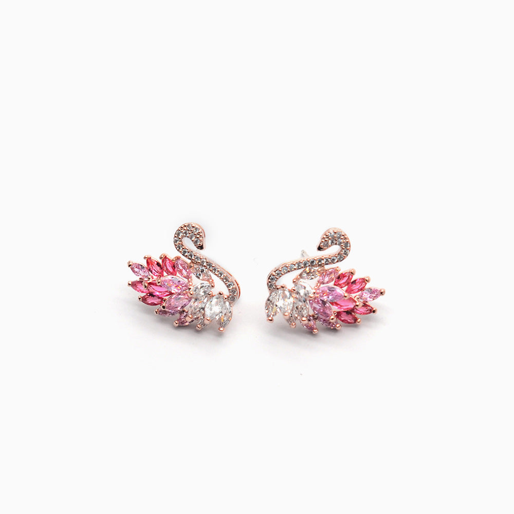 Bộ trang sức Luxury thiên nga Đỏ - Bạc cao cấp 925 mạ vàng hồng - S16