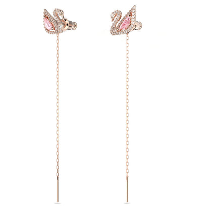 Bông tai thiên nga Swarovski - Dazzling Swan Pierced Earrings Pink Rose Gold - 1