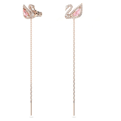 Bông tai thiên nga Swarovski - Dazzling Swan Pierced Earrings Pink Rose Gold - 4
