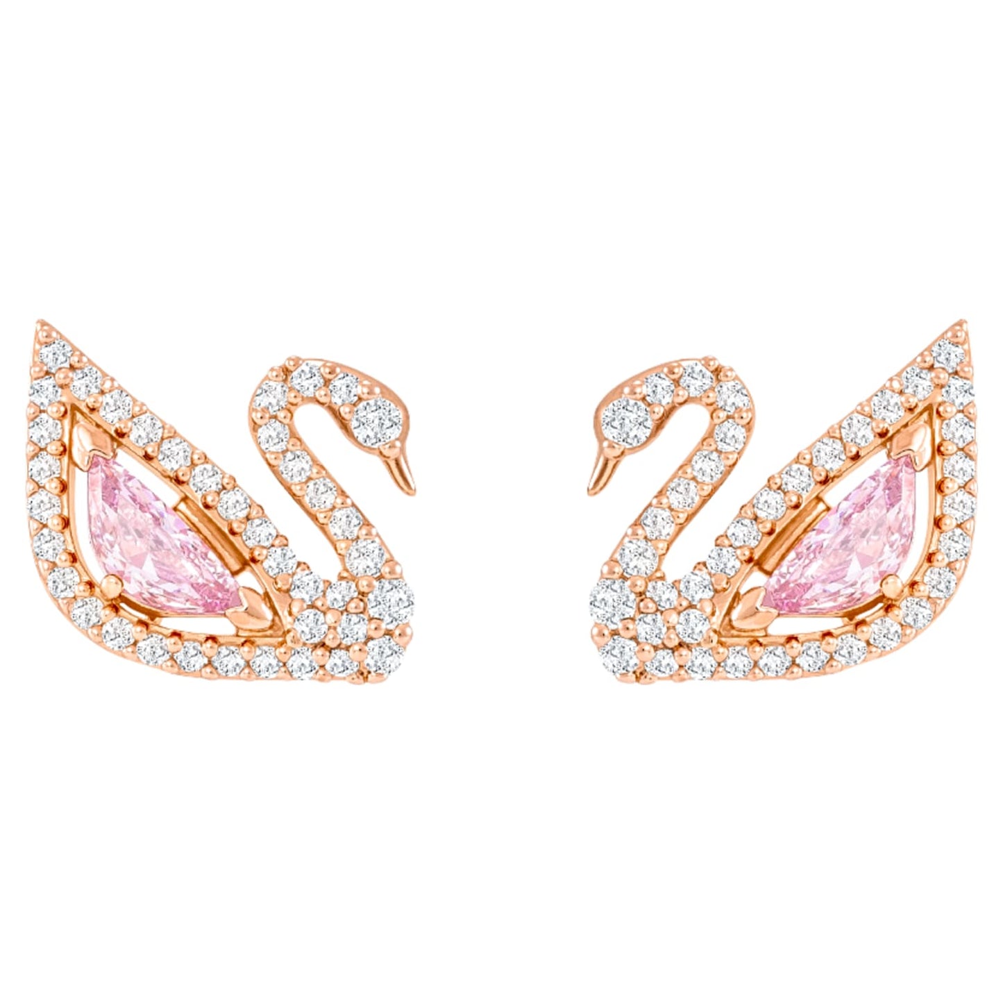 Bông tai thiên nga Swarovski - Dazzling Swan Pierced Earrings Pink Rose Gold - 2
