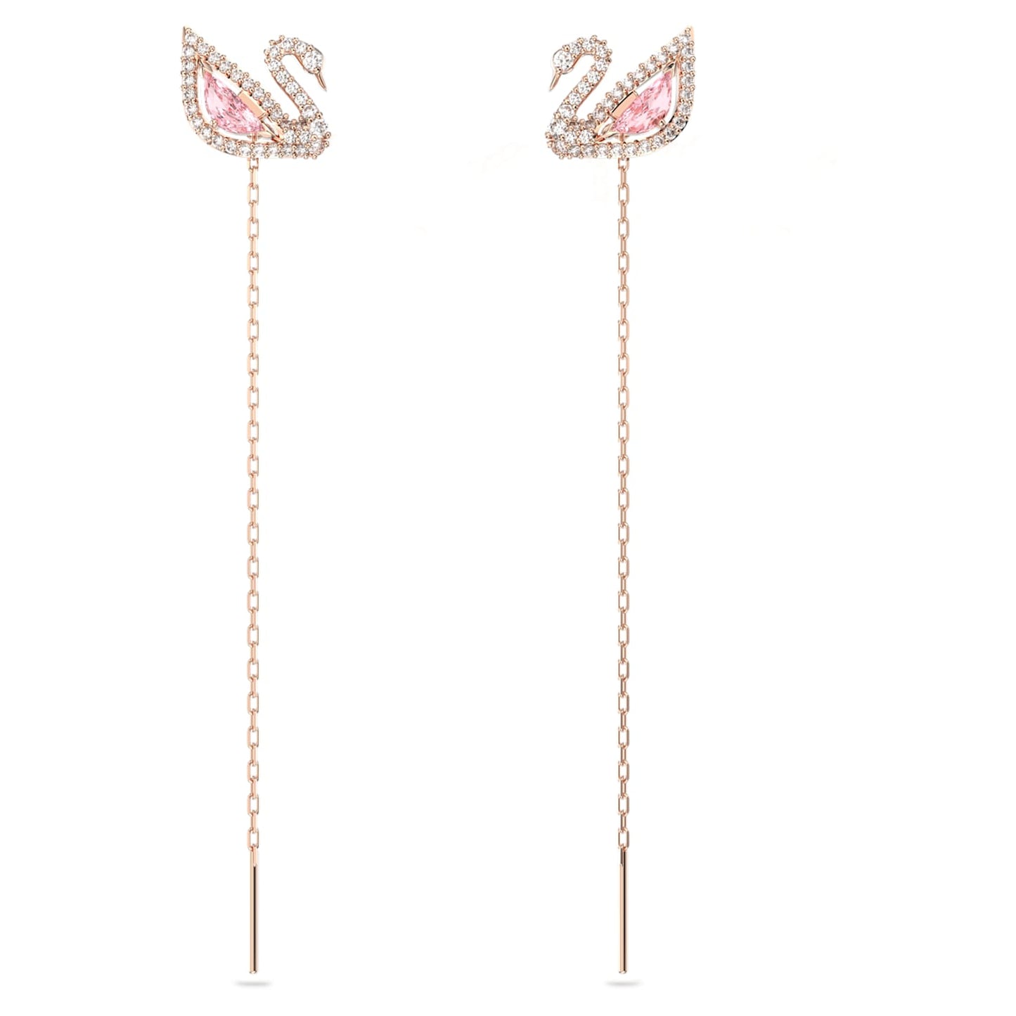 Bông tai thiên nga Swarovski - Dazzling Swan Pierced Earrings Pink Rose Gold - 3