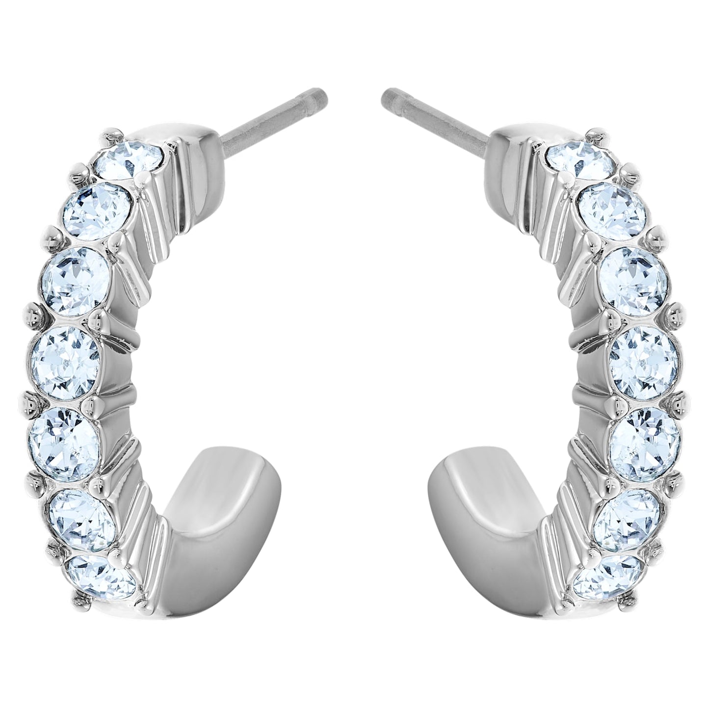 Bông tai màu xanh hy vọng mạ Rhodium Swarovski - Mini Hoop Earrings Blue - 1