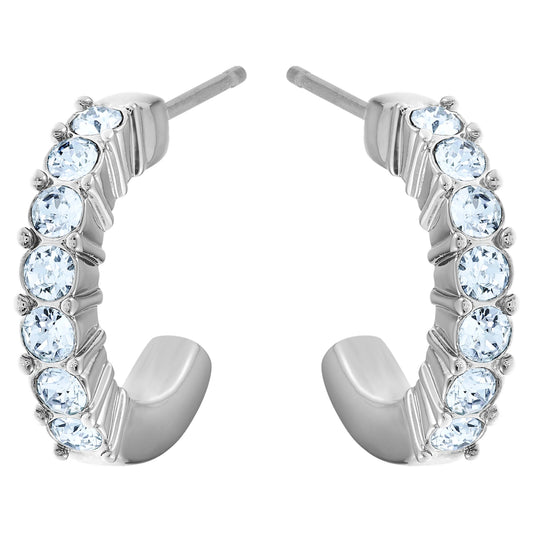Bông tai màu xanh hy vọng mạ Rhodium Swarovski - Mini Hoop Earrings Blue - 1