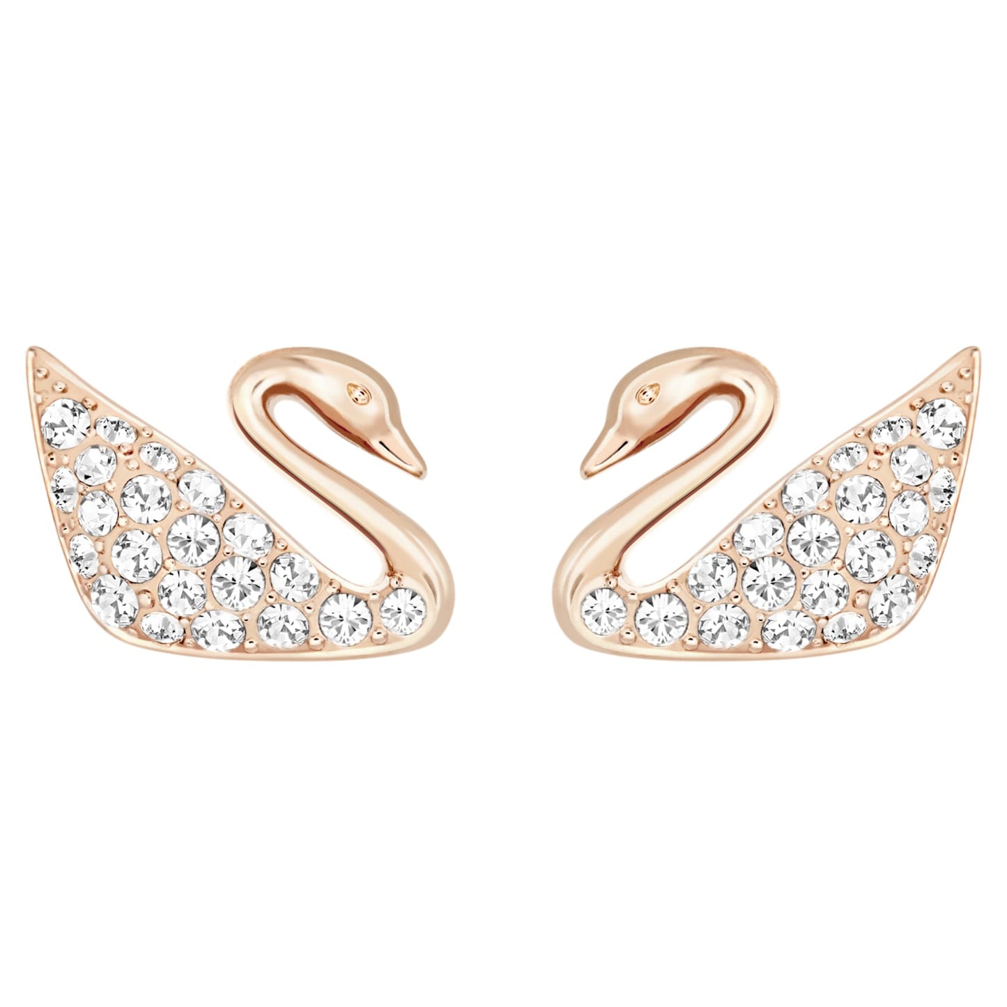 Bông tai thiên nga vàng hồng Swarovski - Swan Pierced Earrings White Rose Gold - 1