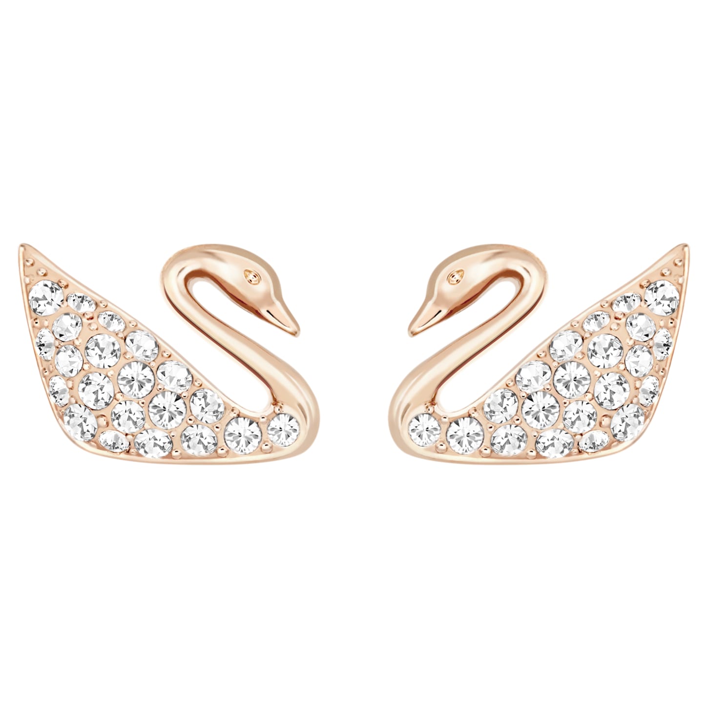 Bông tai thiên nga vàng hồng Swarovski - Swan Pierced Earrings White Rose Gold - 1