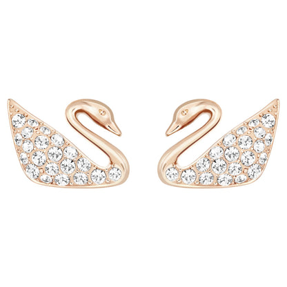 Bông tai thiên nga vàng hồng Swarovski - Swan Pierced Earrings White Rose Gold - 1