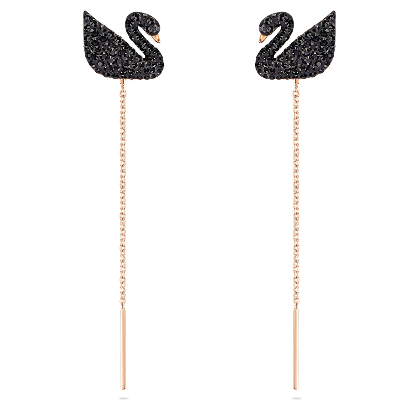 Bông tai thiên nga đen Swarovski - Iconic Swan Drop Earrings Black Rose Gold - 2