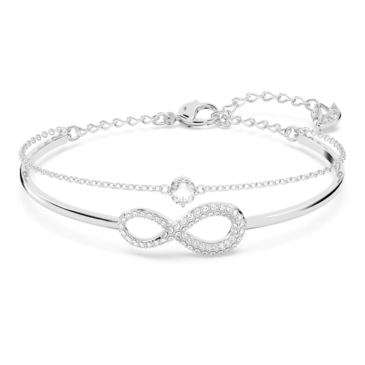 Lắc tay Swarovski mạ Rhodium Vô Cực - Infinity Bangle White - 1